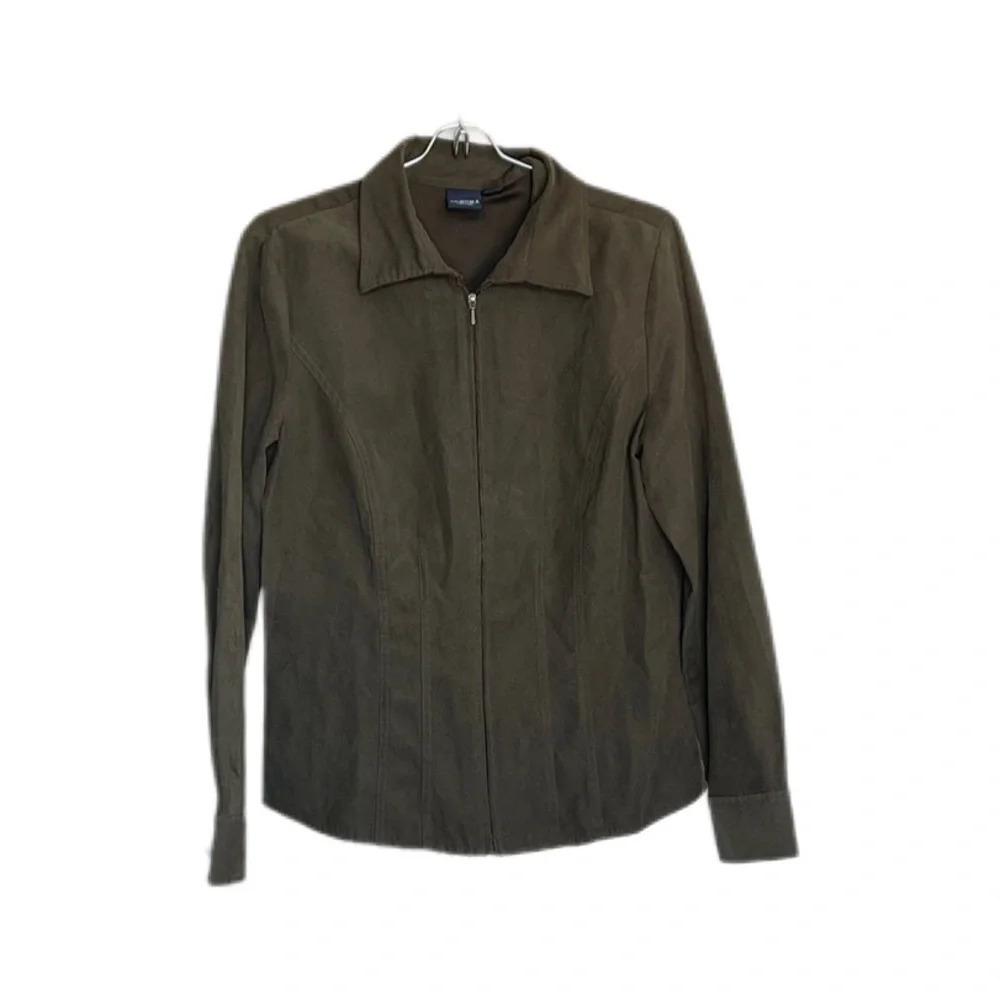 Sonoma Life+Style Green Faux Suede Casual Full Zip Lightweight Jacket Women’s M